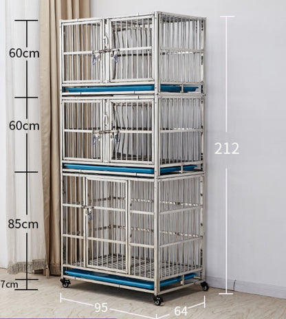 PG-0371 95 Três gaiolas e cinco quartos Gaiola para cães de aço inoxidável Gaiola mãe Gaiola hospitalar gaiola combinada gaiola de isolamento Gaiola adotiva Gaiola de exibição Gaiola adotiva para loja de animais de estimação 