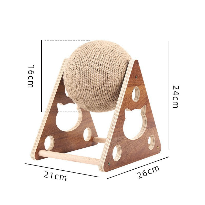 Triangle Cat scratching board Cat toy Wooden cat scratching ball grinding claw hand wrapped sword rope cat climbing frame durable cat scratching post