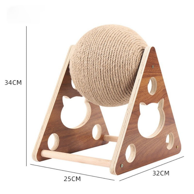 Triangle Cat scratching board Cat toy Wooden cat scratching ball grinding claw hand wrapped sword rope cat climbing frame durable cat scratching post