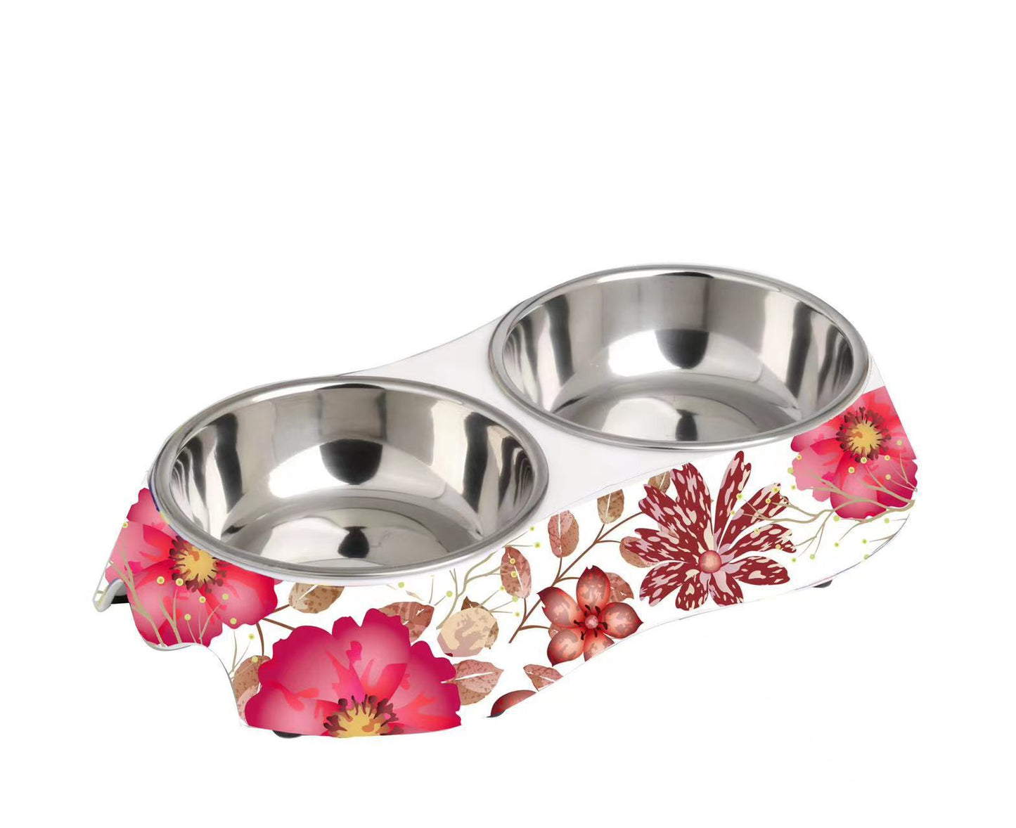 Melamine Flowers Food Double Bowls