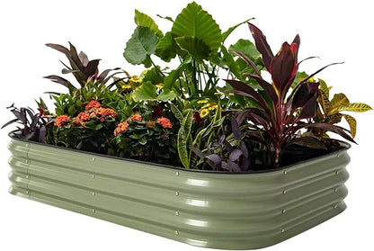 PG-0236  Garden Bed Kits, 11" Tall Oval Modular Metal Raised Planter Bed for Vegetables Flowers Patio Ground Planter Box