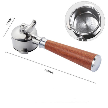 PG-0156 Platinum 870/880 coffee handle Double cup shunt stainless steel solid wood handle coffee machine double nozzle 54mm handle