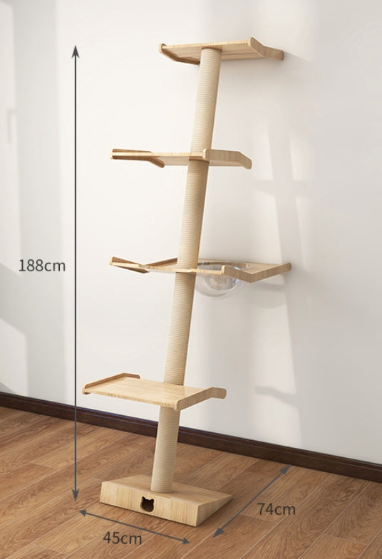 PG-0473 Torre inclinada para gatos, estrutura de escalada para gatos, móveis de parede para gatos, escalada para atividades internas com cama de gato, rede, janela, poleiro de escalada para janela ou parede 