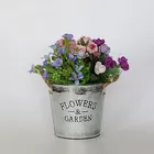 Vasos de metal e zinco para flores e jardim, balde galvanizado com alças de corda 