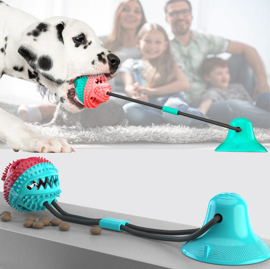 DormalAla Brinquedos para mastigar cães Bola de dentição Brinquedos com cordão Ventosa dupla Puxar bola Brinquedos Dispensação de alimentos Limpeza de dentes Brinquedos educativos interativos para animais de estimação