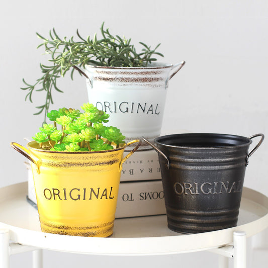 vintage flower pot succulent pot bucket cactus planter pot plant container decor garden