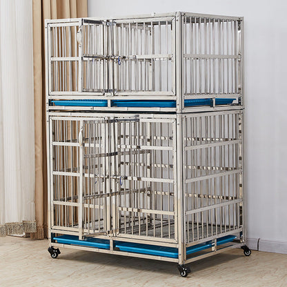 PG-0433   105A  Two layers & Four Rooms Veterinary Stainless Steel Dog Kennel Cages Equipment Animal Cages