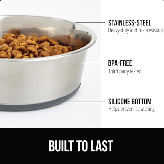 Stainless steel non-slip pet bowl