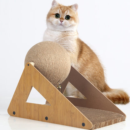 Placa de garra de gato Estrutura de escalada para gato O poste esférico de garra de gato não deixa cair restos, resistente a arranhões, resistente ao desgaste, garra de moagem de madeira sólida, brinquedo de gato vertical, placa de garra de gato