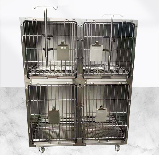 PG-0457   Stainless steel 4 cage group dry hospital cage pet hospital small animal hospital cage pet foster cage display cage