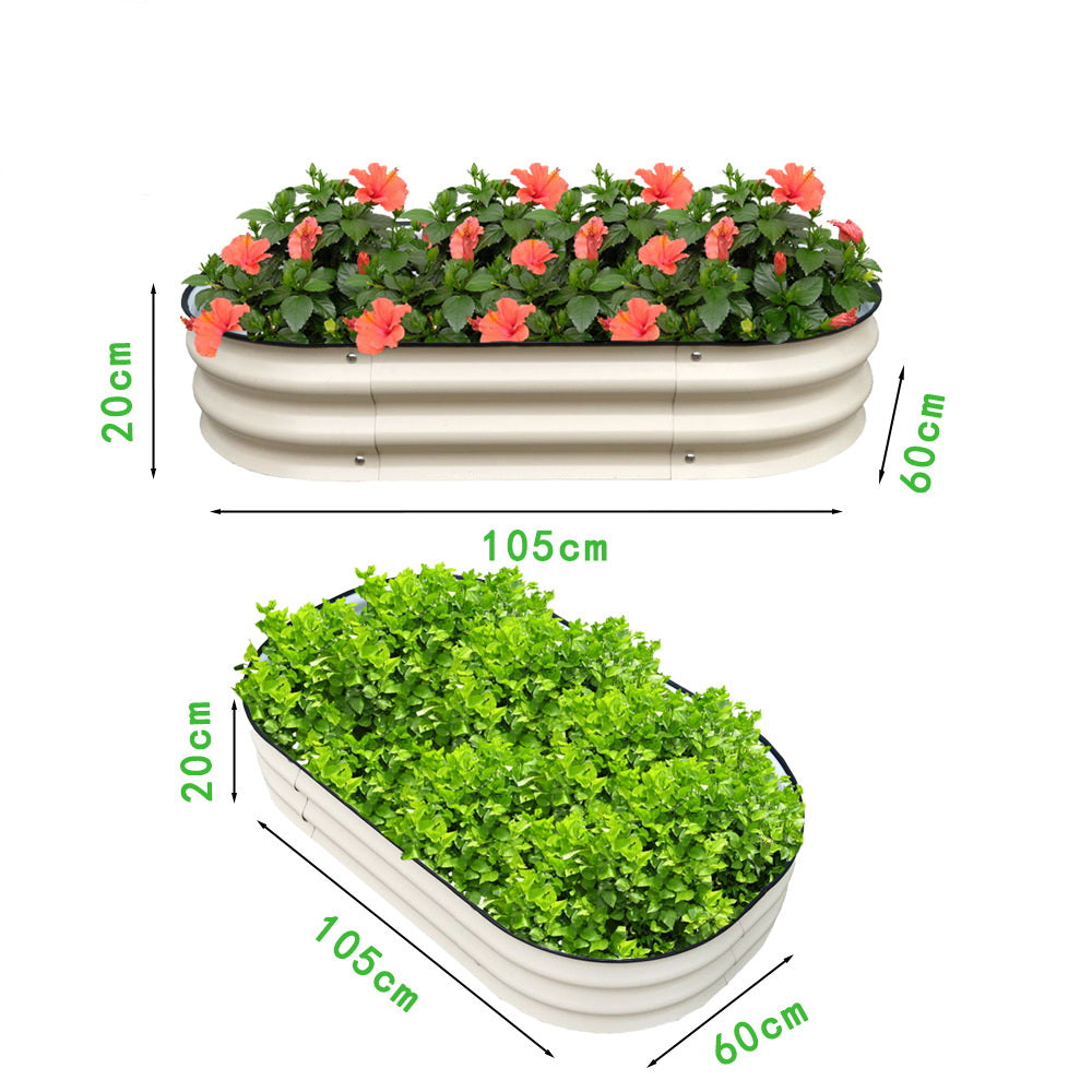 PG-0226  Garden Bed Kit   8 inch Oval Metal Planter Box for Vegetables, Rubber Strip Edging and Weed Barrier Included