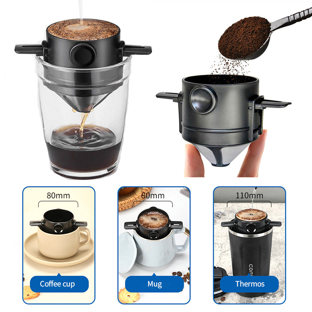 PG-0167  Pour Over Coffee Dripper, Reusable Stainless Steel Pour Over Coffee Filters, Easy to Clean Camping Coffee Filter, Portable Collapsible Coffee Maker, Paperless Travel Coffee Makers