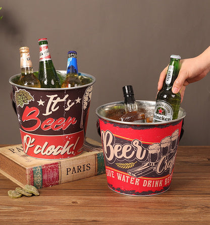 PG-0224  American vintage ice bucket Outdoor campers Home Grill Bar Beer Champagne wine cold portable ice bucket