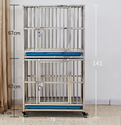 PG-0444 78 Gaiolas para canil veterinário de aço inoxidável de dois andares Equipamento para gaiolas para animais 