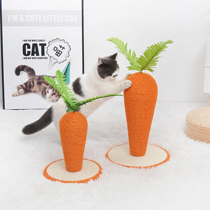 Natural Sisal Interactive Bunny Claw Scratcher for Indoor Kittens, Cute Carrot Rabbit Nail Scratching Post