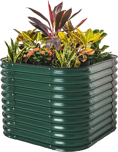 PG-0258 Jardim 32 "Kits de cama de jardim elevada extra alta Caixa de plantador elevada modular para vegetais, flores, frutas, cama de jardim elevada de metal oval 