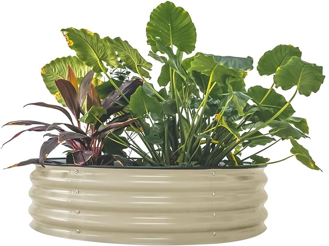 PG-0232  garden Raised Garden Bed Kits, 11" Tall Round Modular Metal Raised Planter Bed for Vegetables Flowers Patio Ground Planter Box