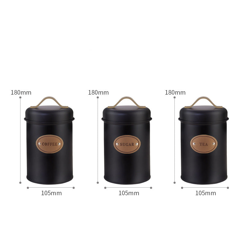 PG-0184  Nordic home kitchen tea storage tank Metal retro style sealed tank portable tea sugar storage tank coffee bean container