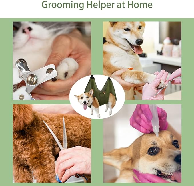 PG-0208  Pet Dog Grooming Hammock Harness for Cats & Dogs, Breathable Dog Grooming Helper for Trimming Nail and Ear/Eye Care,with Dog Nail Clippers, Free Nail File