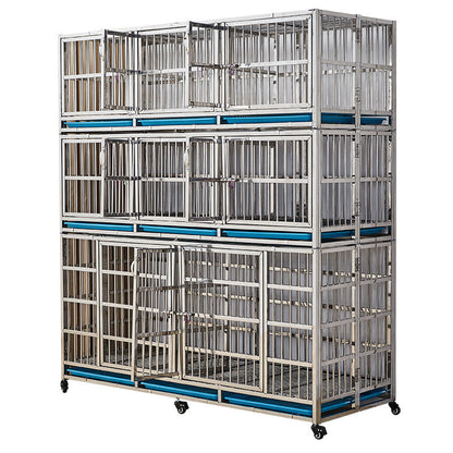 PG-0449   189  Two-Deck & Four Rooms Veterinary Stainless Steel Dog Kennel Cages Equipment Animal Cages