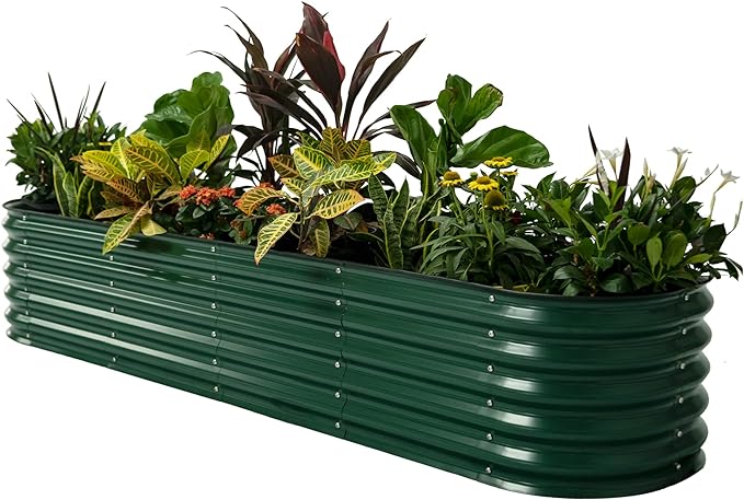 PG-0240 17 "de altura 6 em 1 cama de plantador elevada de metal para vegetais, flores, caixa de plantador de solo 