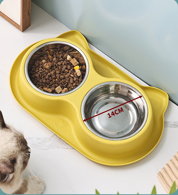 PG-0325 Tigelas de água e comida para cães de estimação Conjunto de tigelas de aço inoxidável com alimentador lento Tapete antiderrapante - sem derramamento e design durável 