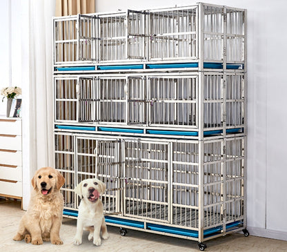 PG-0449   189  Two-Deck & Four Rooms Veterinary Stainless Steel Dog Kennel Cages Equipment Animal Cages