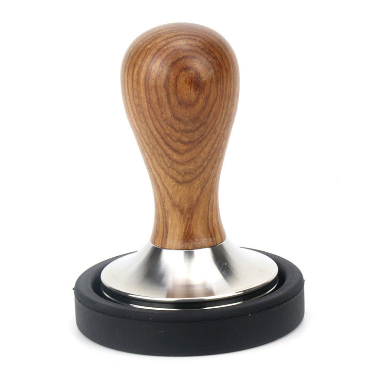 PG-0140 Espresso Press Tamper - Espresso Hand Adulter com base de aço inoxidável e cabo de madeira Chacate Preto 的副本