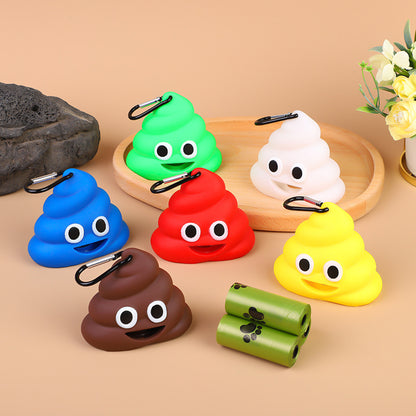 PG-0270 Emoji Porta-sacos para cocô de cachorro Super fofo e engraçado Suporte para saco de cocô de cachorro para trela Durável adorável dispensador de saco de cocô de cachorro para cachorro 