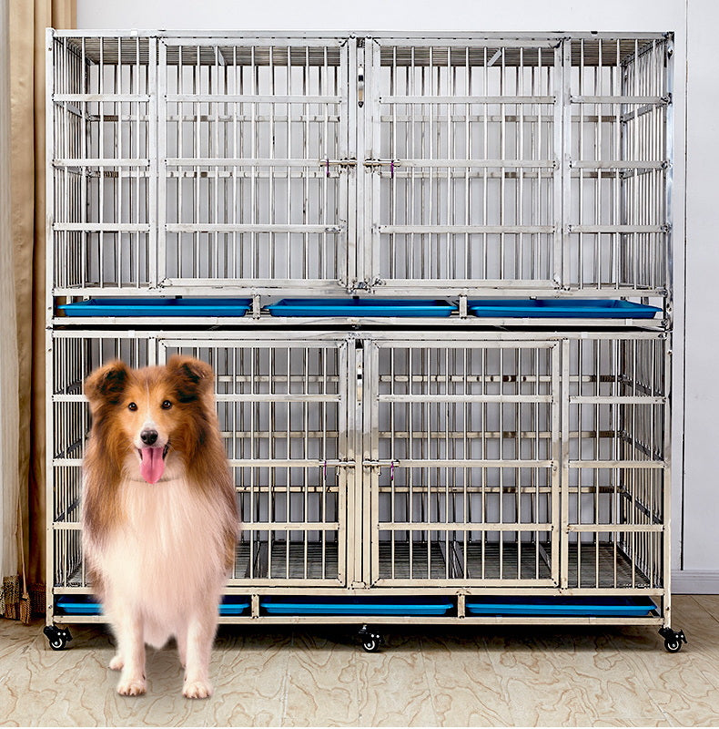 PG-0452   189  Single & Three Rooms Veterinary Stainless Steel Dog Kennel Cages Equipment Animal Cages