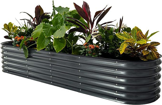 PG-0240 17 "de altura 6 em 1 cama de plantador elevada de metal para vegetais, flores, caixa de plantador de solo 