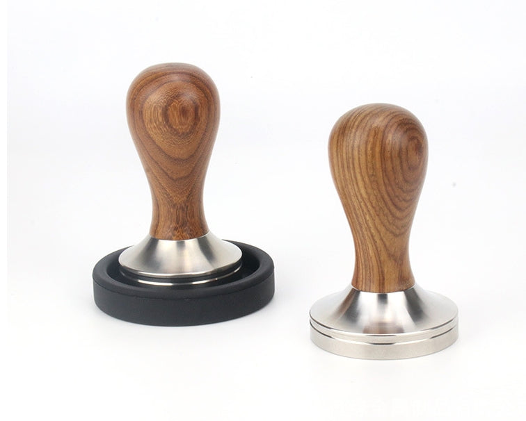 PG-0140 Espresso Press Tamper - Espresso Hand Adulter com base de aço inoxidável e cabo de madeira Chacate Preto 的副本