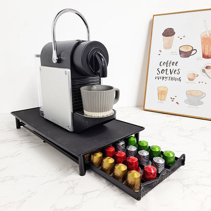 PG-0175 Suporte de gaveta de armazenamento de cápsulas de café elegante compatível com organizador de aço de armazenamento Nespresso Suporte Nespresso para cápsulas - capacidade de 40 cápsulas