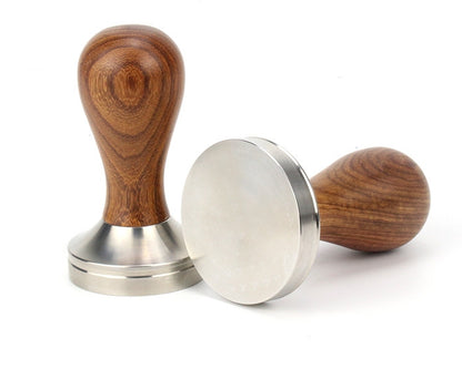 PG-0140 Espresso Press Tamper- Espresso Hand Tamper with Stainless Steel Base and Chacate Preto Wood Handle 的副本