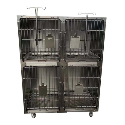 PG-0457   Stainless steel 4 cage group dry hospital cage pet hospital small animal hospital cage pet foster cage display cage