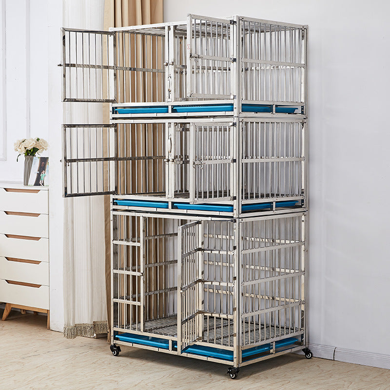 PG-0434   105B  Two layers & Four Rooms Veterinary Stainless Steel Dog Kennel Cages Equipment Animal Cages