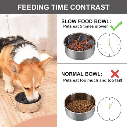 Slow Feeder Dog Bowls, Dog Slow Feeder Bowl, Slow Feeder, Cuttable Dog Slow Feeder with Suctions, Slow Eating Feeder Insert for Large and Medium Small Breed Dogs, Anti-gulping Dog Slow Feeder