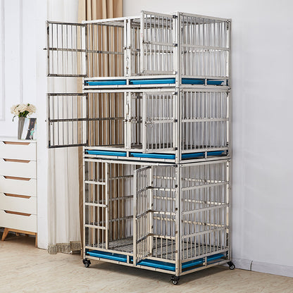 PG-0432   105  Three layers & Six Rooms Veterinary Stainless Steel Dog Kennel Cages Equipment Animal Cages