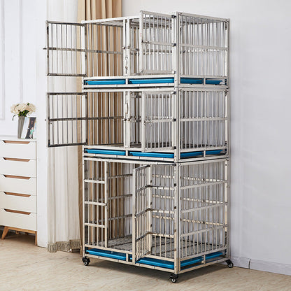 PG-0433   105A  Two layers & Four Rooms Veterinary Stainless Steel Dog Kennel Cages Equipment Animal Cages