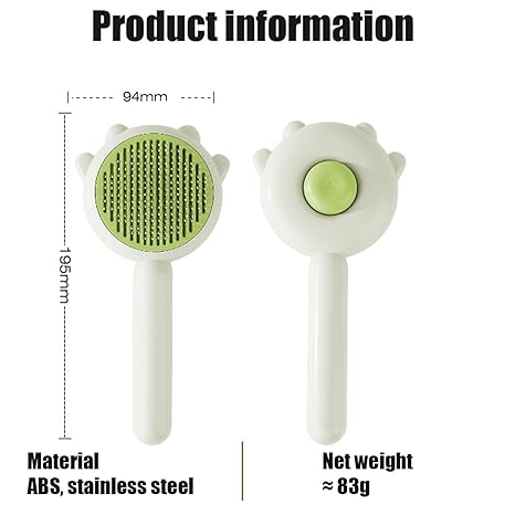 Pet Hair Cleaner Brush, Cat Grooming Brush with Release Button, Cat Brush for Shedding Long or Short Hair Cats Dogs Pet Massage Brushes, Self Cleaning Slicker Comb