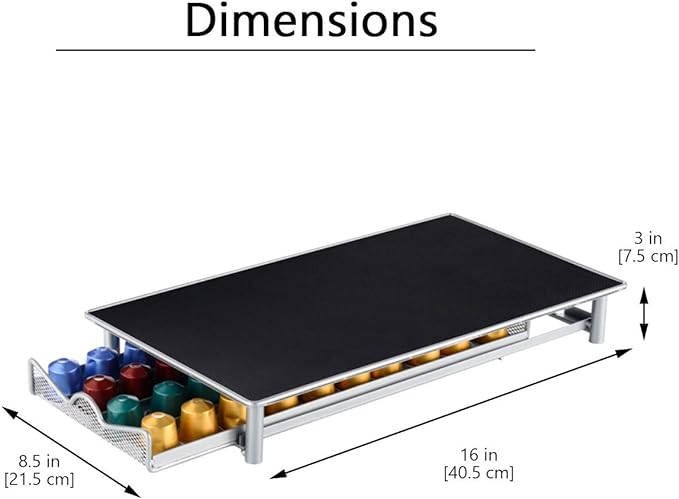 PG-0175 Suporte de gaveta de armazenamento de cápsulas de café elegante compatível com organizador de aço de armazenamento Nespresso Suporte Nespresso para cápsulas - capacidade de 40 cápsulas