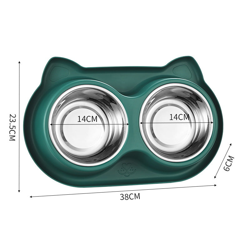 PG-0325 Tigelas de água e comida para cães de estimação Conjunto de tigelas de aço inoxidável com alimentador lento Tapete antiderrapante - sem derramamento e design durável 