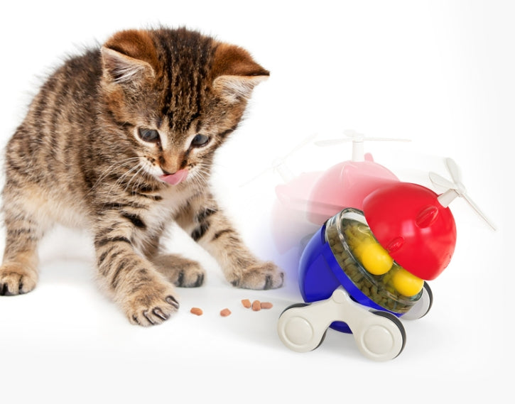 Copo giratório para gato, bola de comida com vazamento, divertido, carro de gato, brinquedo alto