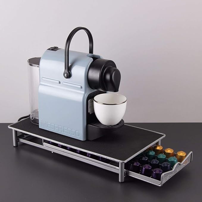 PG-0175 Suporte de gaveta de armazenamento de cápsulas de café elegante compatível com organizador de aço de armazenamento Nespresso Suporte Nespresso para cápsulas - capacidade de 40 cápsulas