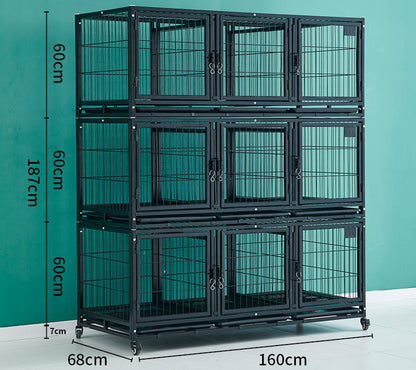 PG-0377 Três gaiolas e nove quartos Gaiola multifuncional para animais de estimação Gaiola para cães hospitalares Gaiola para reprodução Gaiola para animais de estimação de grande, médio e pequeno porte Isolamento de gaiola para cães multicamadas 