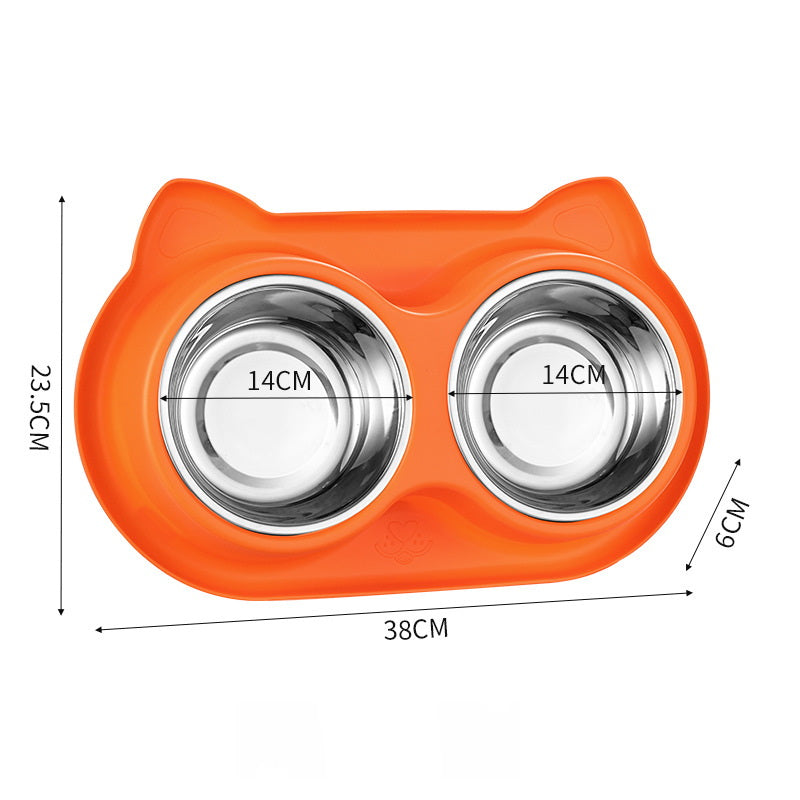 PG-0325 Tigelas de água e comida para cães de estimação Conjunto de tigelas de aço inoxidável com alimentador lento Tapete antiderrapante - sem derramamento e design durável 