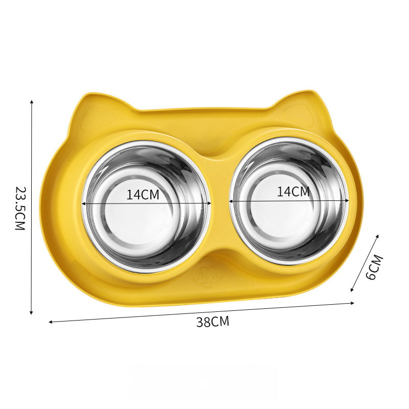 PG-0325 Tigelas de água e comida para cães de estimação Conjunto de tigelas de aço inoxidável com alimentador lento Tapete antiderrapante - sem derramamento e design durável 