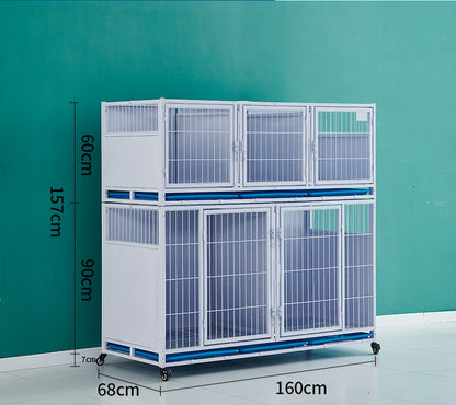 PG-0378    Double cages & five rooms Pet boarding cage Hospital dog cage Breeding cage Show cage pet large, medium and small dogs Multi-layer dog cage isolation