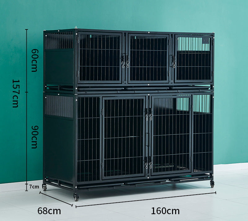 PG-0378    Double cages & five rooms Pet boarding cage Hospital dog cage Breeding cage Show cage pet large, medium and small dogs Multi-layer dog cage isolation