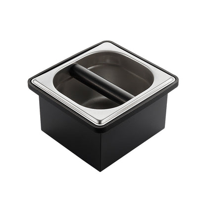 PG-0131 Coffee Knock Box, Stainless Steel Dump Bin Espresso Knock Box for Coffee Grounds with Removable Non-Slip Base Shock-Absorbent